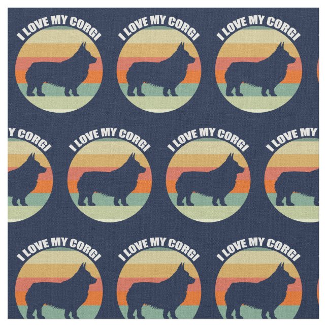 I Kärlek My Corgi Tyg (Närbild)