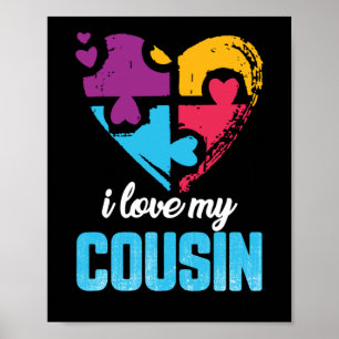 I Kärlek My Cousin Kärlek Heart Autism Awareness Poster