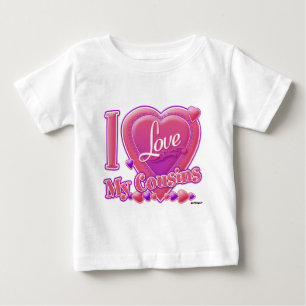 I Kärlek My Cousins rosa/lila - hjärta T-shirt