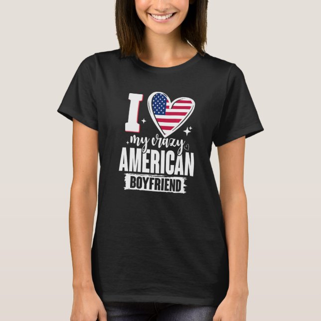 I Kärlek My Crazy American Boykompis Cute USA flag T Shirt (Framsida)