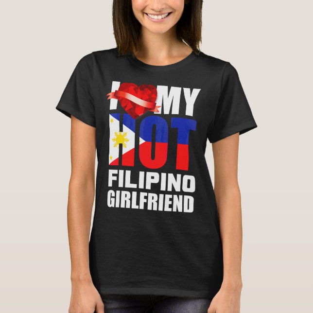 I Kärlek My Crazy Filipino Girlkompis Crystal Hear T Shirt (Framsida)