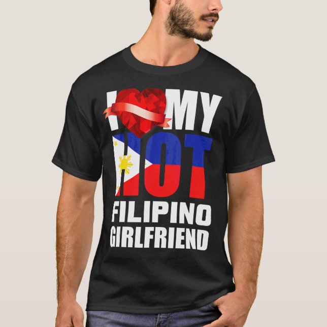 I Kärlek My Crazy Filipino Girlkompis Crystal Hear T Shirt (Framsida)