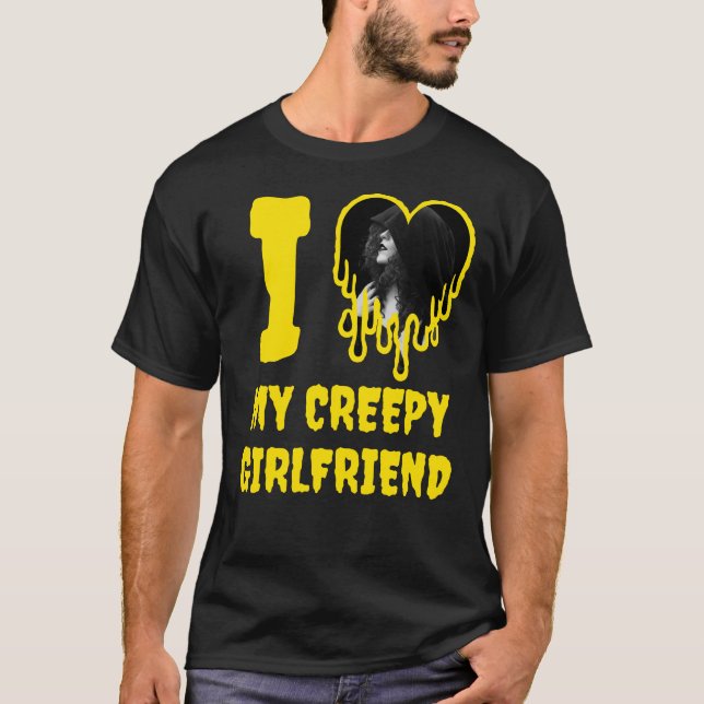 I Kärlek My Creepy Girlkompis Dripping Heart Photo T Shirt (Framsida)