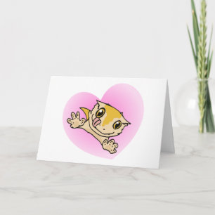 "I Kärlek My Crestie" Cute Crested Gecko Heart Kort