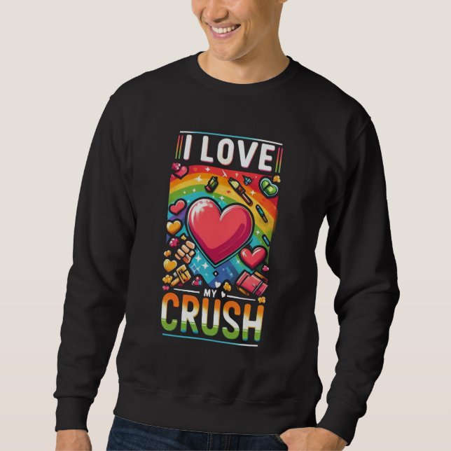 I Kärlek My Crush Lång Ärmad Tröja (Framsida)