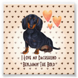 I Kärlek My Dachshund Add Namn Anpassningsbar Teck Fototryck
