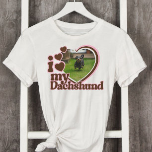 I Kärlek My Dachshund Anpassningsbar Rosa Heart Ph T Shirt