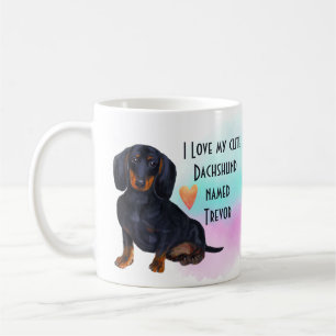 I Kärlek My Dachshund Black Anpassningsbar Tecknad Kaffemugg