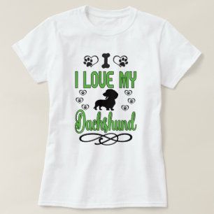 I Kärlek My Dachshund: Grönt and Black T Shirt