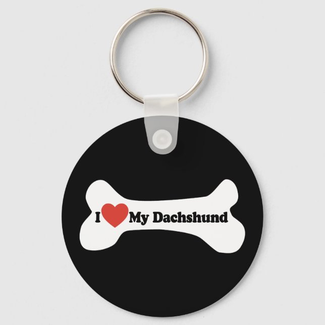 I Kärlek My Dachshund - Hund Bone Nyckelring (Framsida)