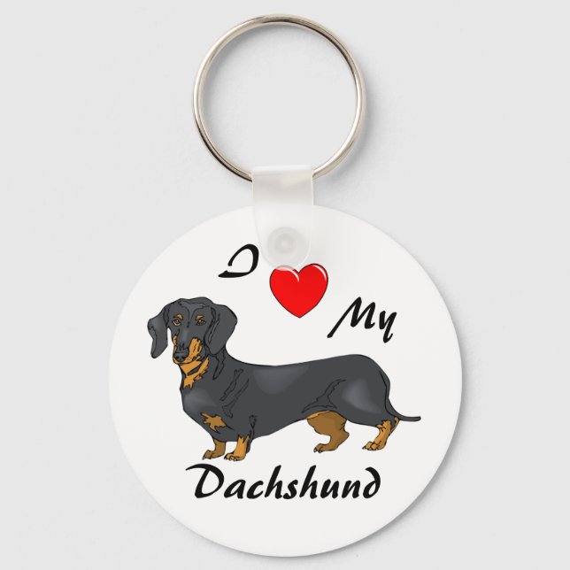 I Kärlek My Dachshund Keychain Nyckelring (Framsida)