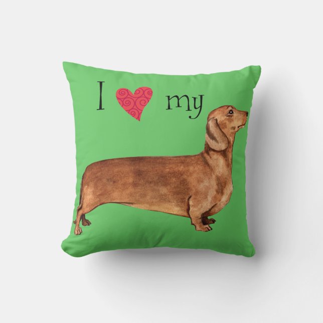 I Kärlek my Dachshund Kudde (Framsida)