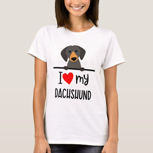 I Kärlek My Dachshund T Shirt (Framsida)