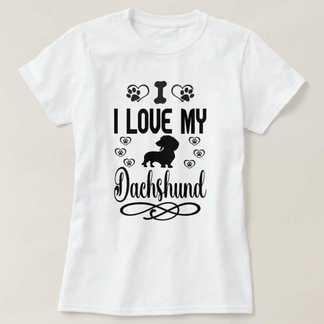 I Kärlek My Dachshund: T Shirt (Design framsida)