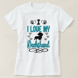 I Kärlek My Dachshund: Teal and Black T Shirt