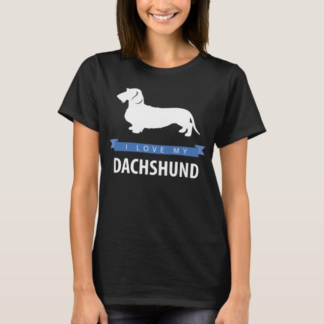 I Kärlek My Dachshund Wirehdid Dachshund T Shirt (Framsida)
