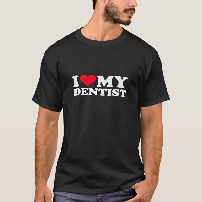 I Kärlek My Dentist Premium T Shirt (Framsida)