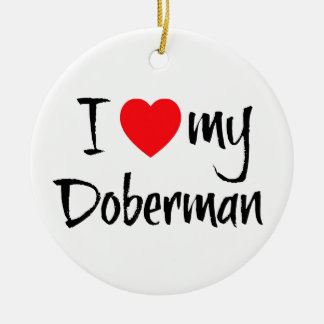 I Kärlek My Doberman Julgransprydnad Keramik