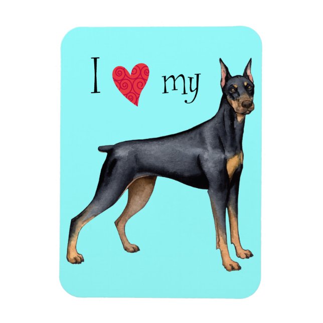 I Kärlek my Doberman Magnet (Vertikal)