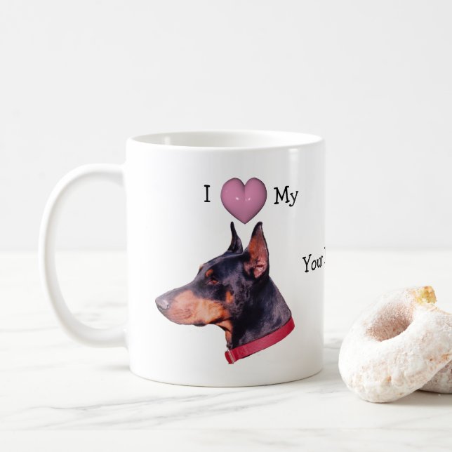 I Kärlek My Doberman Personlig Kaffemugg (Med munk)