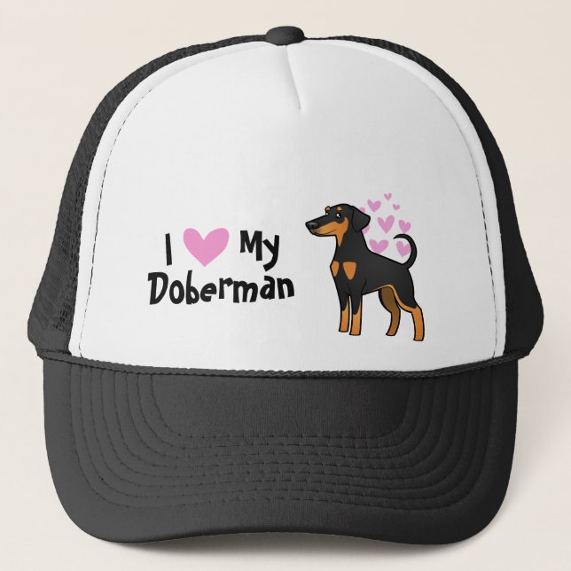 I Kärlek My Doberman Pinscher (diskett öron) Keps (Framsida)