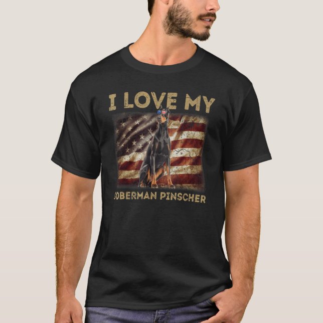 I Kärlek My Doberman Pinscher Pappa Mamma Amerikan T Shirt (Framsida)