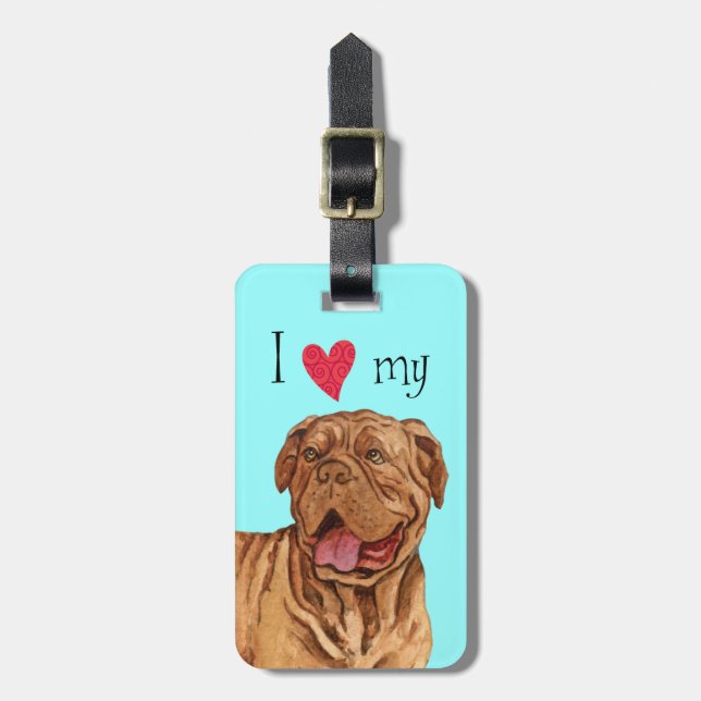 I Kärlek my Dogue de Bordeaux Bagagebricka (Vertikal Framsida)