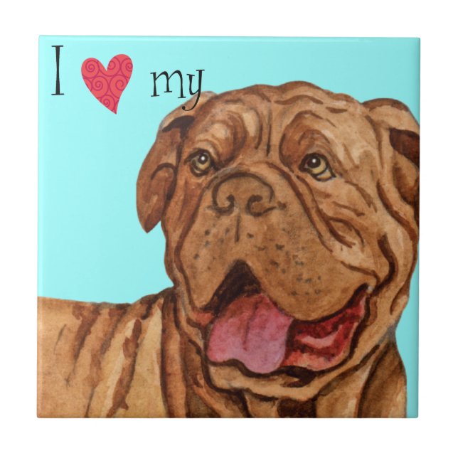 I Kärlek my Dogue de Bordeaux Kakelplatta (Framsidan)