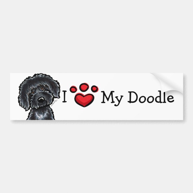 I Kärlek My Doodle Black Labradoodle Bildekal (Framsidan)