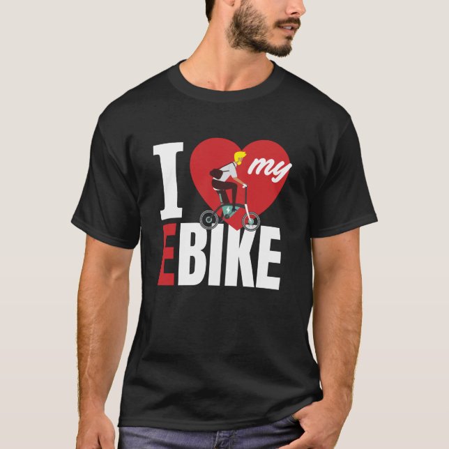I Kärlek My E Bike Bicycle T Shirt (Framsida)