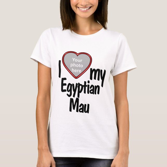 I Kärlek My Egyptian Mau - Cute Heart Cat Photo T Shirt (Framsida)