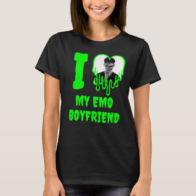 I Kärlek My Emo Boykompis Dripping Grönt Heart Pho T Shirt (Framsida)
