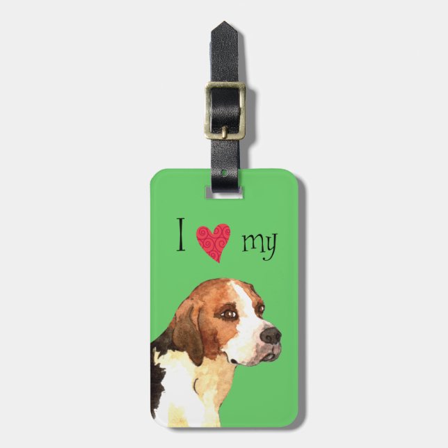 I Kärlek my English Foxhound Bagagebricka (Vertikal Framsida)