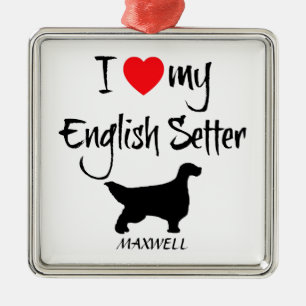 I Kärlek My English Setter Hund Julgransprydnad Metall