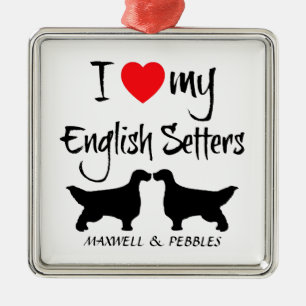 I Kärlek My English Setter Hundar Julgransprydnad Metall