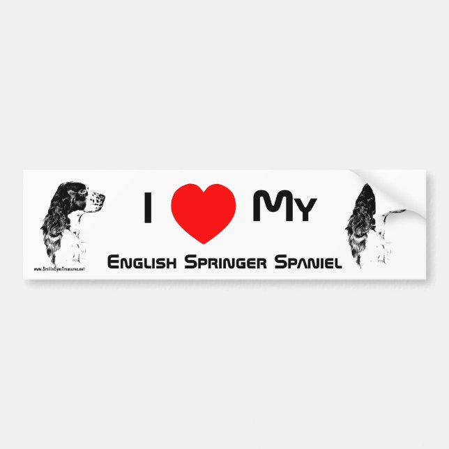I Kärlek My English Springer Spain Bumper Sticker Bildekal (Framsidan)