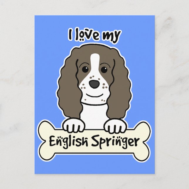 I Kärlek My English Springer Vykort (Framsida)