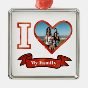 I Kärlek My Family Personlig Photo Keepsak Julgransprydnad Metall