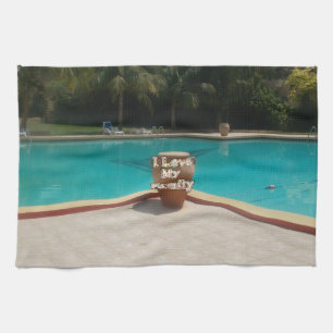 I Kärlek My Family Poolside Art Kökshandduk