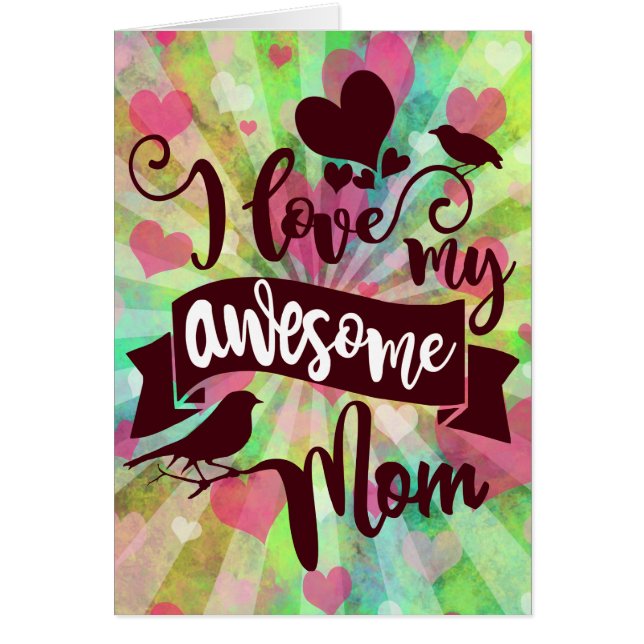 I Kärlek My Fantastisk Mamma Typografi Hälsningskort (Framsidan)