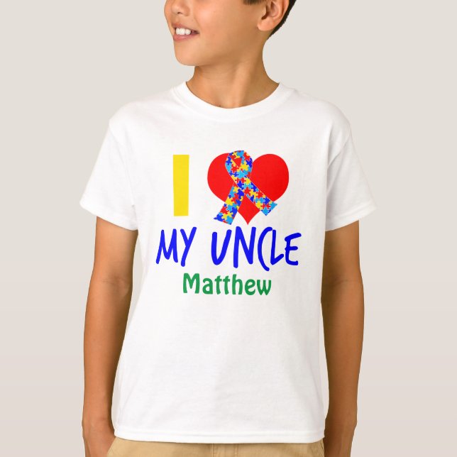 I Kärlek My farbror Autism Awareness Nephew T Shirt (Framsida)