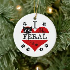I Kärlek My Feral Cat Ceramic Ornament