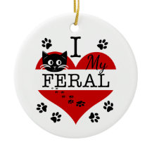 I Kärlek My Feral Cat Ceramic Ornament