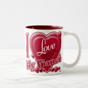 I Kärlek My Fiancé Red - Hjärtat Två-Tonad Mugg
