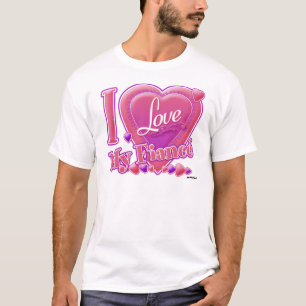I Kärlek My Fiancé rosa/lila - hjärta Tee