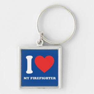I Kärlek My Firefighter Fyrkantig Silverfärgad Nyckelring