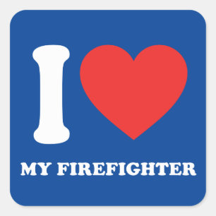 I Kärlek My Firefighter Fyrkantigt Klistermärke