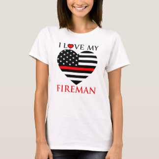 I Kärlek My Fireman - Firefighter T Shirt