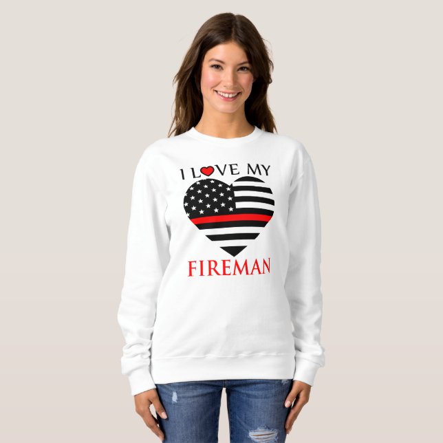 I Kärlek My Fireman - Firefighter T-shirt (Hel framsida)