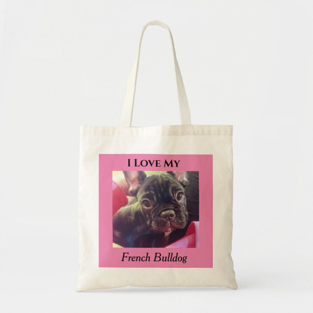 I Kärlek My Fransk Bulldog Frenchie Tote Bag Tygkasse (Framsidan)